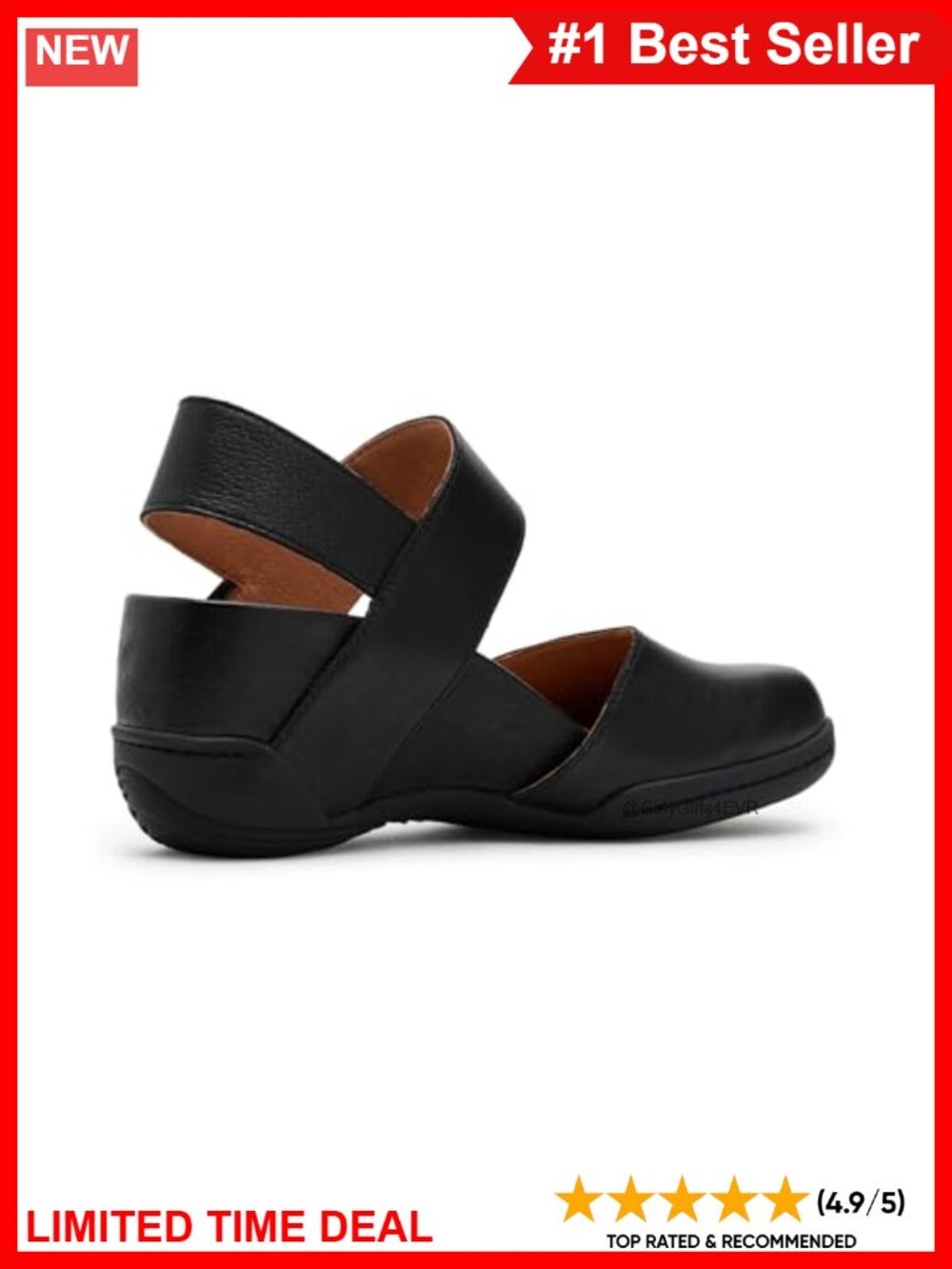 Jambu Nia Leather Wedge Sandals Hook-and-Loop Casual Comfort - Picture 3 of 6